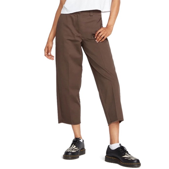 Volcom Women’s Whawhat Chino Pants Dark Brown 27 NWT Boyfriend Ankle Fit - Picture 1 of 11